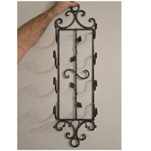 Rustic Vintage Metal Hanging wine rack with Decorative Grape vine design